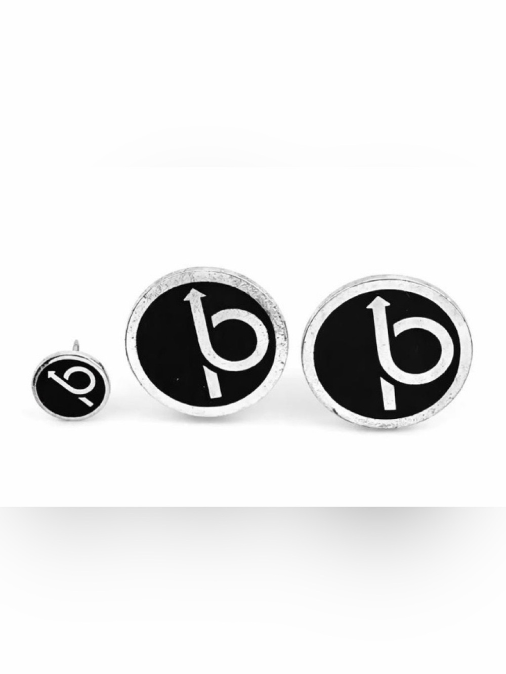 Vintage La Mode Sterling Silver Cufflinks Tie Tac Set | Black Enamel Modernist